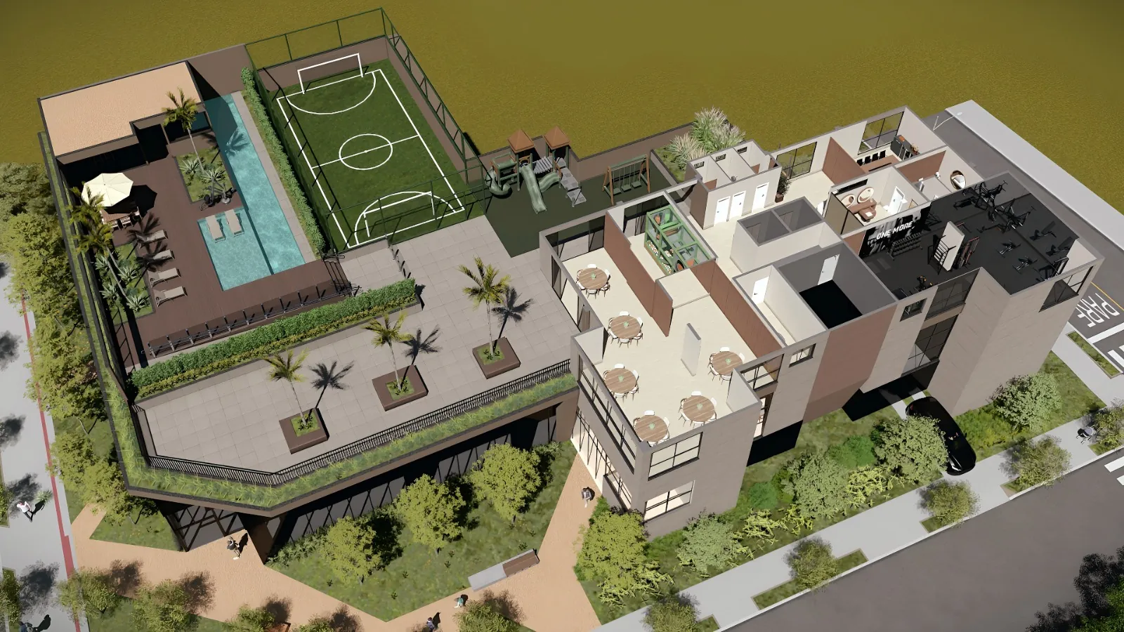 Vista aérea do lazer do TAJ